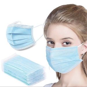 Face mask 3pl 50 counts light blue